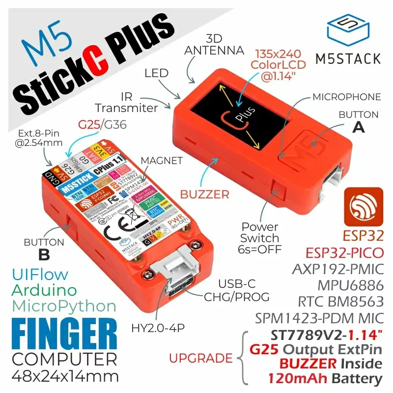 M5stack  RoverC Pro stickC plus x 2組 M5StickC PLUS2 with Watch Accessories | m5stack-store