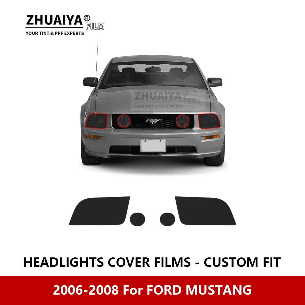 

For FORD MUSTANG 2006-2008 Car Exterior Headlight Anti-scratch PPF precut Protective film Repair film Car stickers Accessories