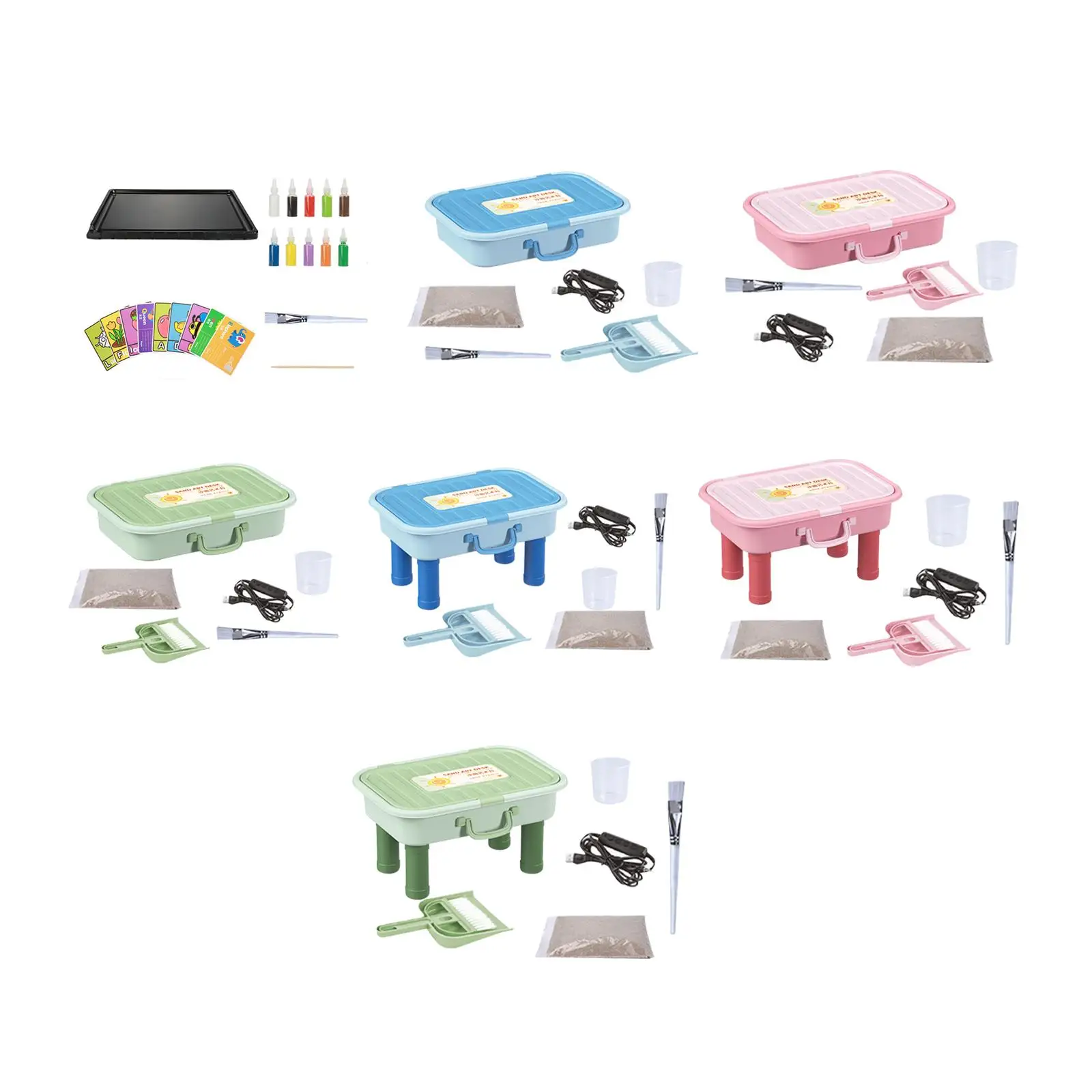 

Portable Light Sensory Sands Box Table Arts and Crafts Sand Painting Beginner kits Sandbox Sand Art Kits for Gift Children Kids