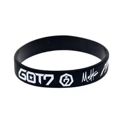 GOT7 Member Signature Silicone Wristband - Stylish 1/2 Inch Wide Bracelet - 20cm (Black)