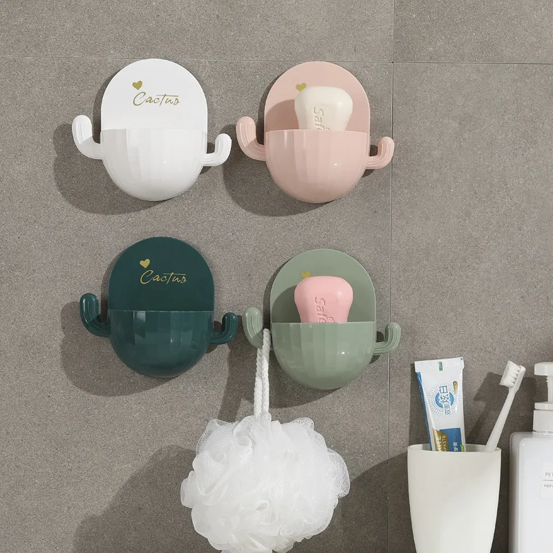 

Cactus Shape Soap Dish with Hook Anti-skid Soap Plate ABS Self Draining Soap Tray Keep Sponge Dry Soap Tray for Bathroom