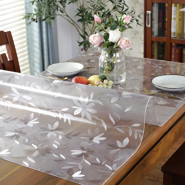 PVC transparent tablecloth waterproof and oil-proof anti-scalding silicone soft glass rectangular tablecloth kitchen table mat - Vimarsana News