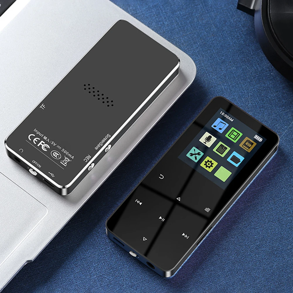 1.8 Inch Metal Touch MP3 MP4 Music Player Bluetooth 5.0 Music Player Supports 8/32GB Card with E-book Recording Built-in Speaker