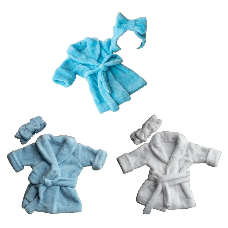 

Baby Photography Costume Headwrap & Bathrobe Evening Gown for Newborn Photoshoot Skin-Friendly Infant Clothes Photo Suit