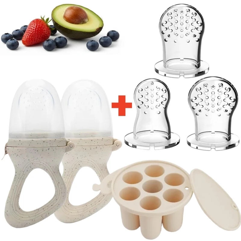 Alimentador de frutas y molde de helado de silicona para bebés