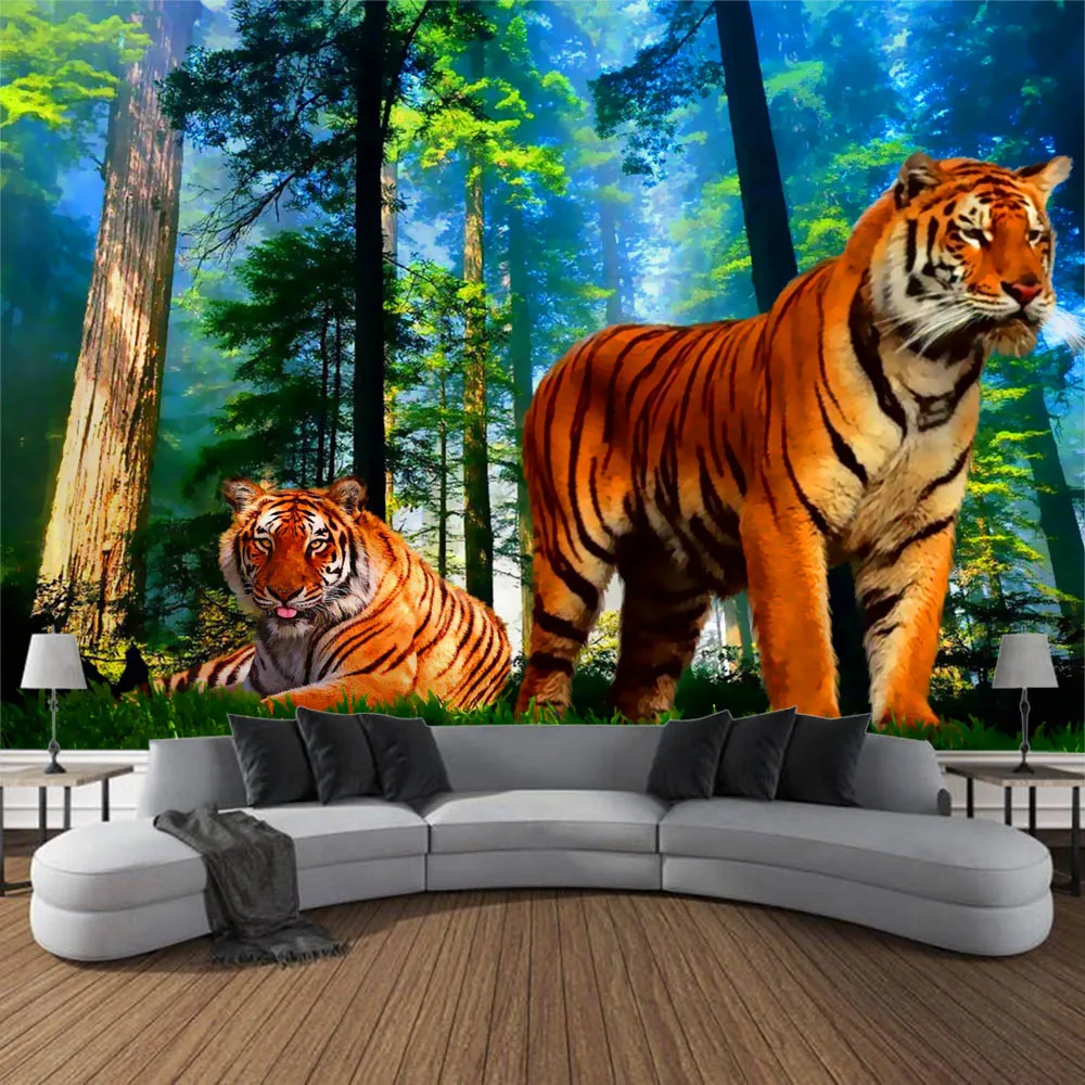 Tapestry Decor Home Tapestry Wall Hanging Hippie Room Wall Art Decoration Blanket Hanging on Tiger Leopard Animal Forest