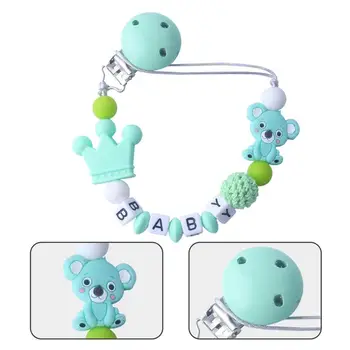 Baby Anti-drop Pacifier Clip Chain Silicone Beads Gifts Dummy Nipples Holder Clips Teethers Toys Anti-lost Babies Accessories 5