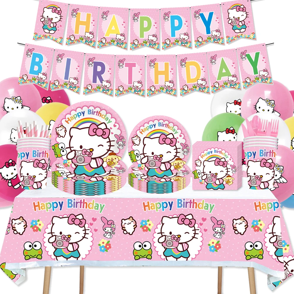 Baby Girl Birthday Party Decorations Hello Kitty Pink Theme Girls Birthday Party Aliexpress