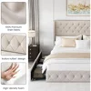 Bed Frame with 4 Storage Drawers and Tufted Headboard Linen Upholstered Frame Wingback Beds with Wooden Support, Easy Assembly 6