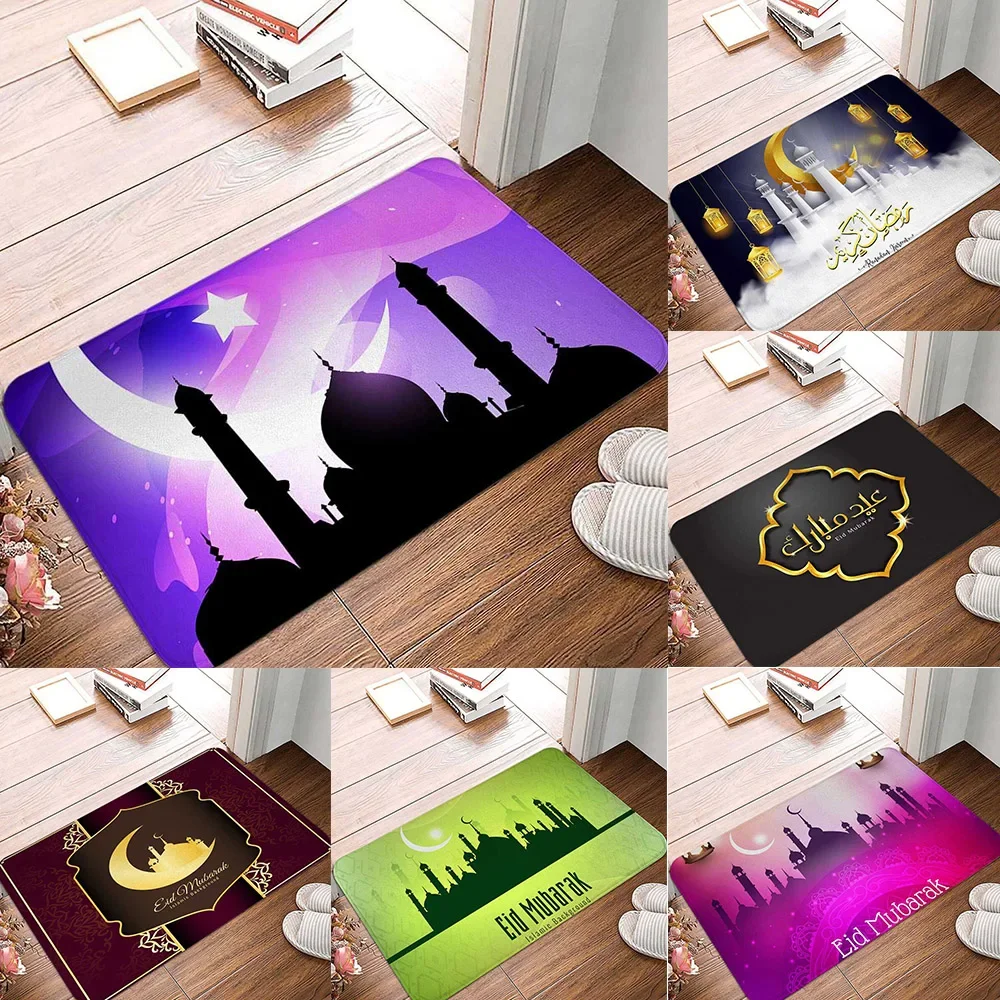

Welcome Mat Islamic Eid Mubarak Printed Entrance Doormat Area Rug Balcony Bedroom Living Room Carpet Home Decoration