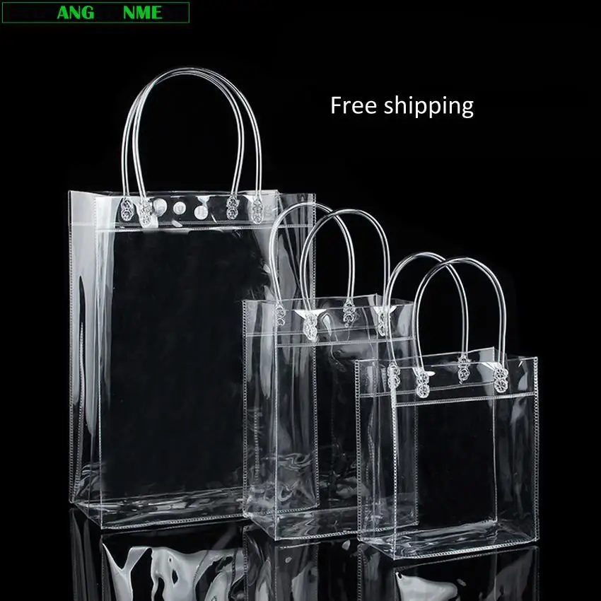 20pcs/lot Transparent Soft PVC Gift Tote Packaging Bags With Hand loop, Clear  Plastic handbag, Cosmetic bag, GG Free Shipping - AliExpress