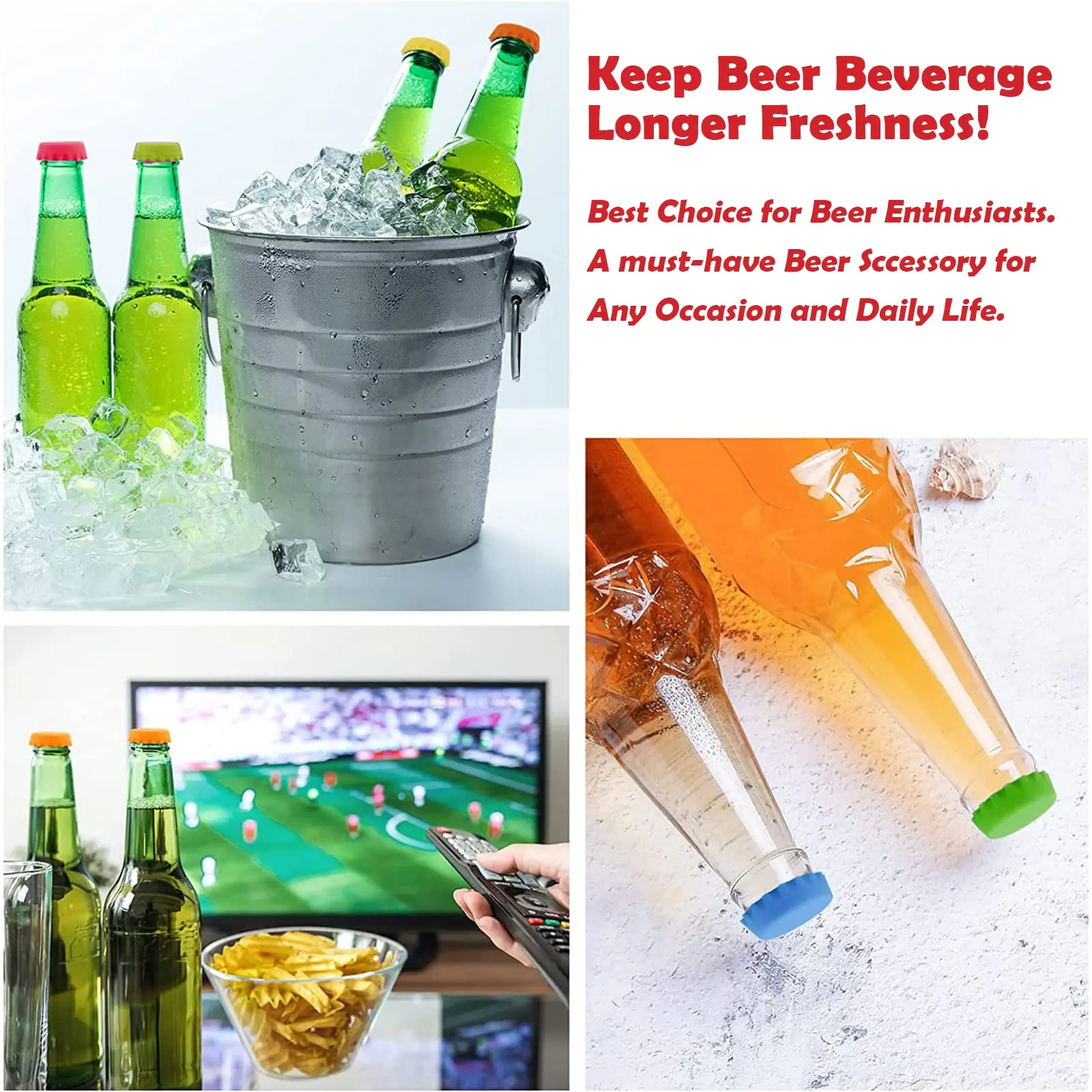 Reusable Silicone Bottle Cap Random Sealed Beer Caps Vinegar Soy Corktail Lid Wine Protective Stopper Bar Accessories 5-20Pcs