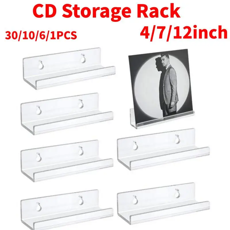 Organizzatore Acrilico Acrilico Trasparente Record Cd Storage Rack Vinyl Record Shelf Wall Acrilico Album Record Holder Espositore