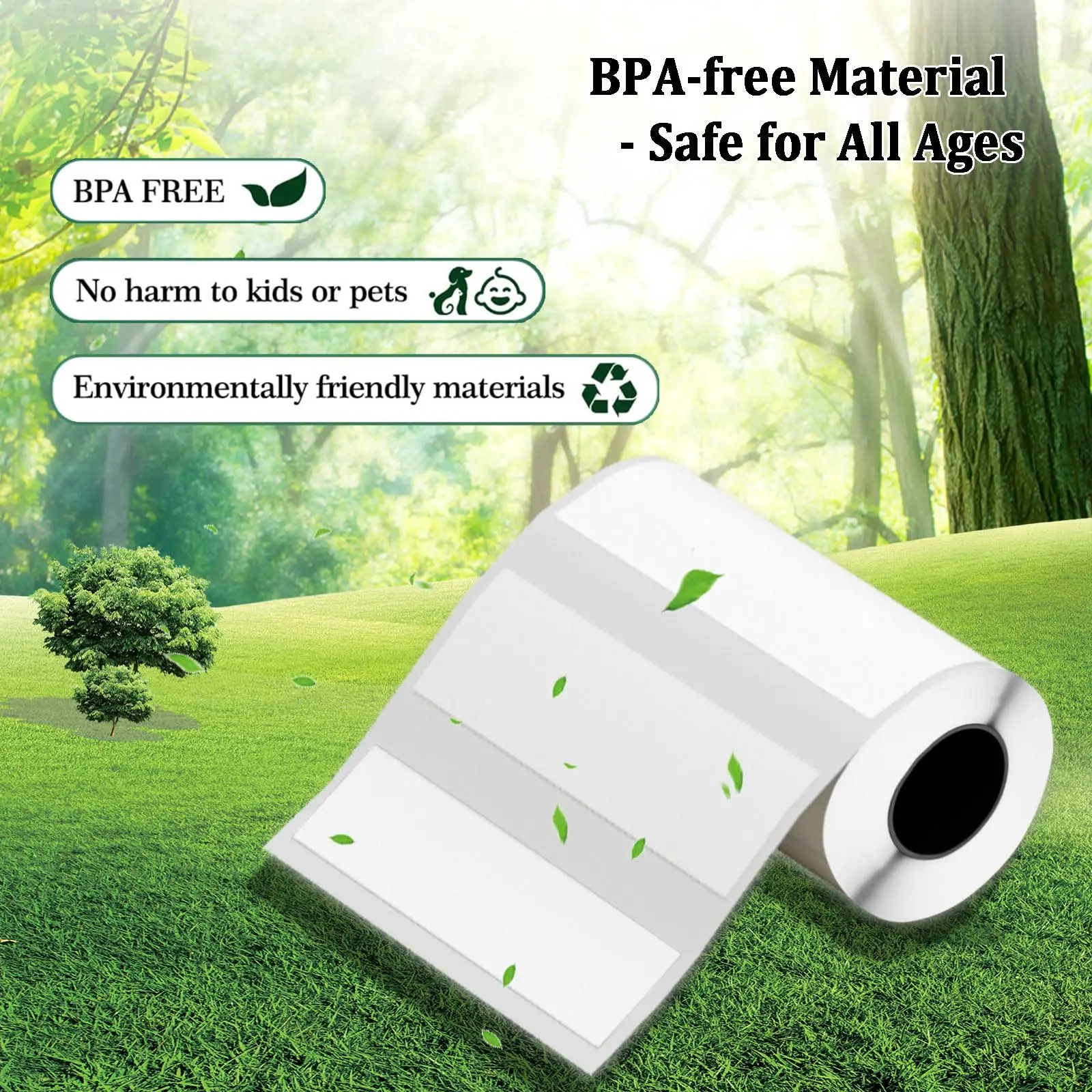 Mini Sticker Printer Label - 5 Rolls 50x15mm Thermal Paper for Miouca Thermal Label Printer, White Adhesive Sticker for Home