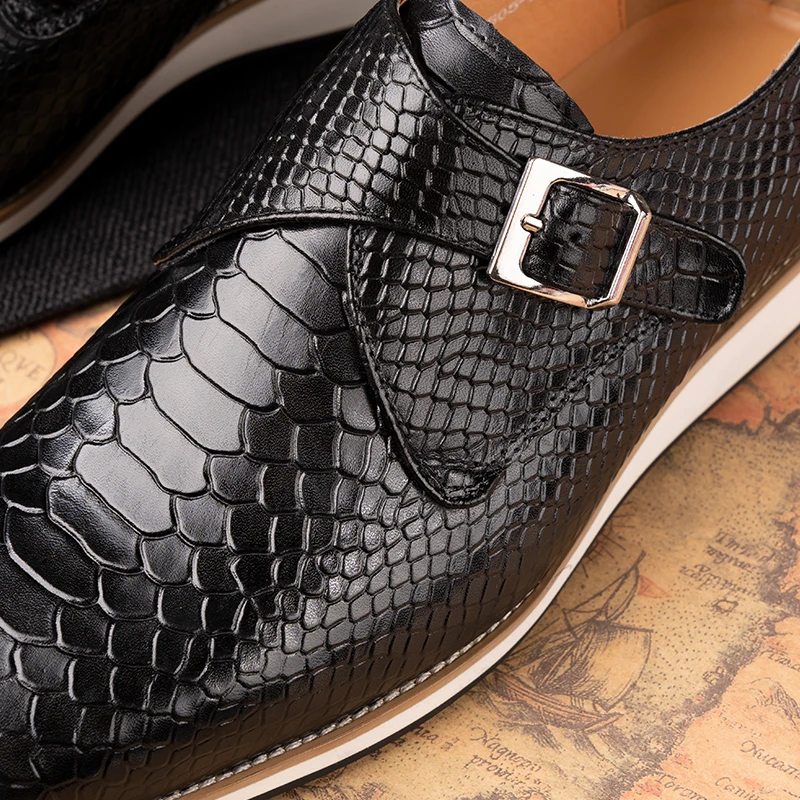 Casual Men Shoes New Fashion Genuine Leather Business Office Natural Handmade Comfortable Buckle Classic Monk Style Men's Shoe