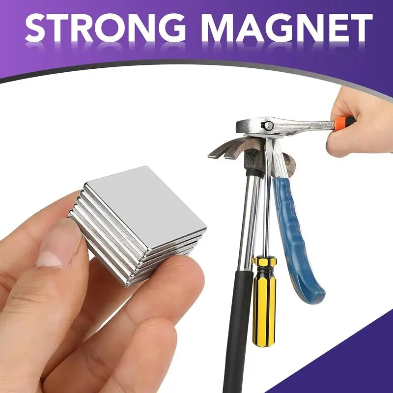 10x10x2mm Neodymium Square Magnets Strong, N35 Powerful Rare Earth Magnets for Fridge, Small Flat Magnets Square for Crafts, Whi 3