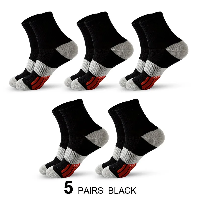 5 Pairs of Basketball Socks Men's Mid-tube Socks Sweat Wicking Anti-odor Professional Running Socks High Top Sports Cotton Socks