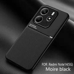 Enhanced Non-Slip Shockproof Phone Case with PU Leather Texture and Magnetic Protective Back Cover for RM Note 14 5G Global (Black)