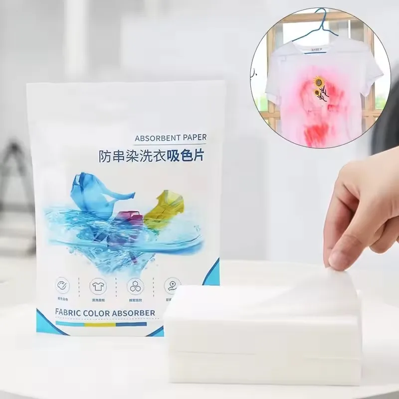 Laundry Tablets Absorbent Paper Anti-Staining Clothes Sheets Anti-String Mixing Color Absorption Washing Accessories 50 PCS/Bag