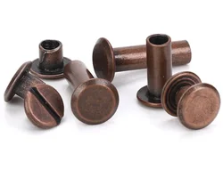 10 Sets Leather Craft Metal Rivet Kit with Double Curved Head Screws and Snaps - Female 5x8mm (Antique Copper)