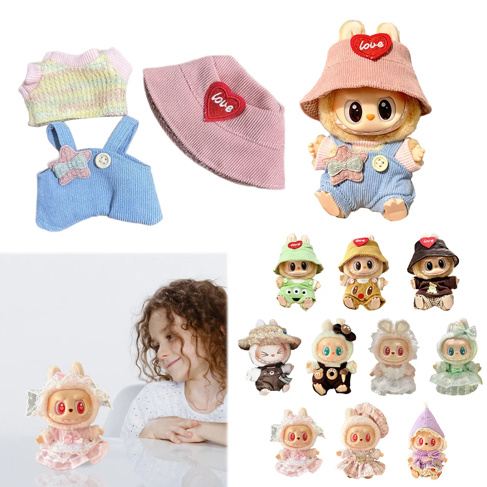 Kawaii Labubu doll clothes decorative plushies outfit DIY cartoon animal toy dress hat stuffed doll clothing decor