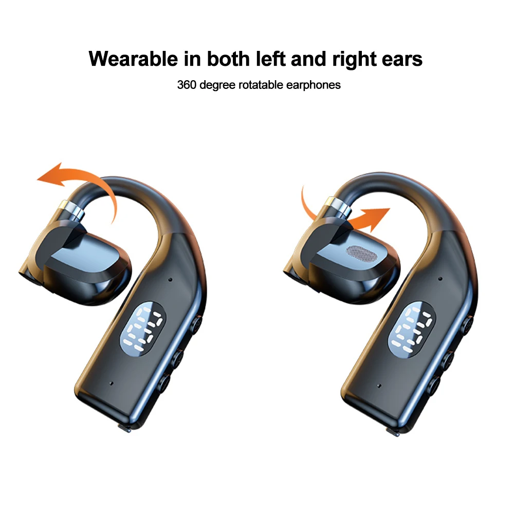 TWS Bluetooth 5.3 Earphone Ear Hook Wireless Headphone 360° Rotation Low Latency HiFi Headset Waterproof Noise Reduction Earbud 6