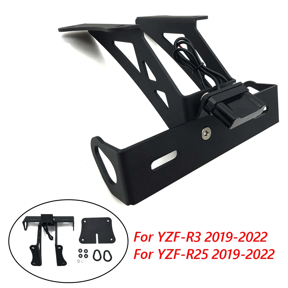 

Motorcycle Rear License Plate Holder Frame Bracket with LED Tidy Tail Light For Yamaha YZF-R25 YZF-R3 YZF R3 R25 2019-2022