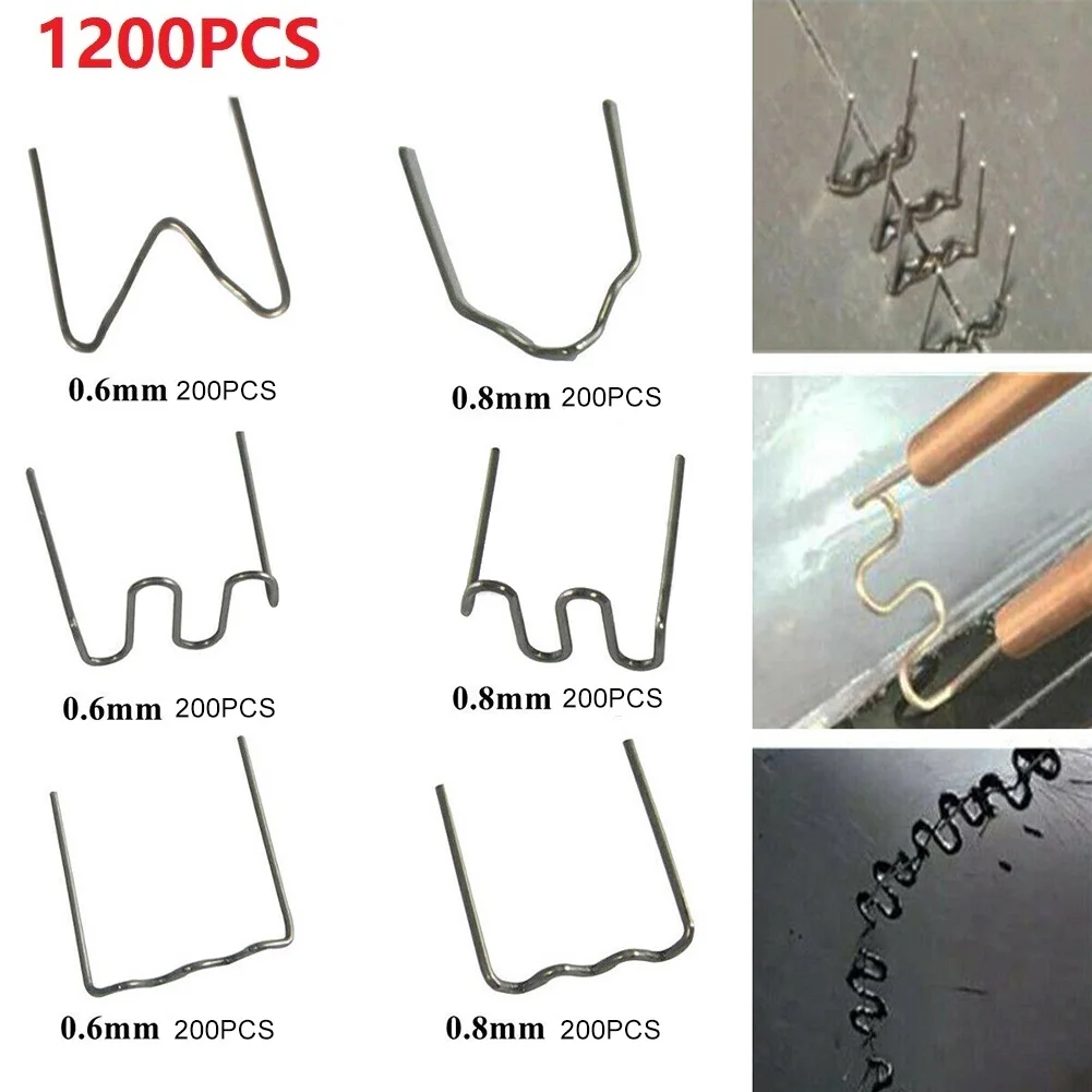 Plastic Welding Machine Welding Nail Angle Flat Wave Welding Nail 1200PCS 0.6mm 0.8mm Car Bumper Repair Kit