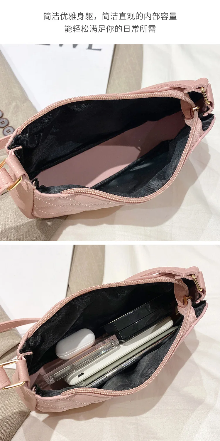 2023 New Fashion Female Shoulder Bag Rhombus Embroidered Solid Color Women's Shoulder Crossbody Casual Trendy Phone Bag