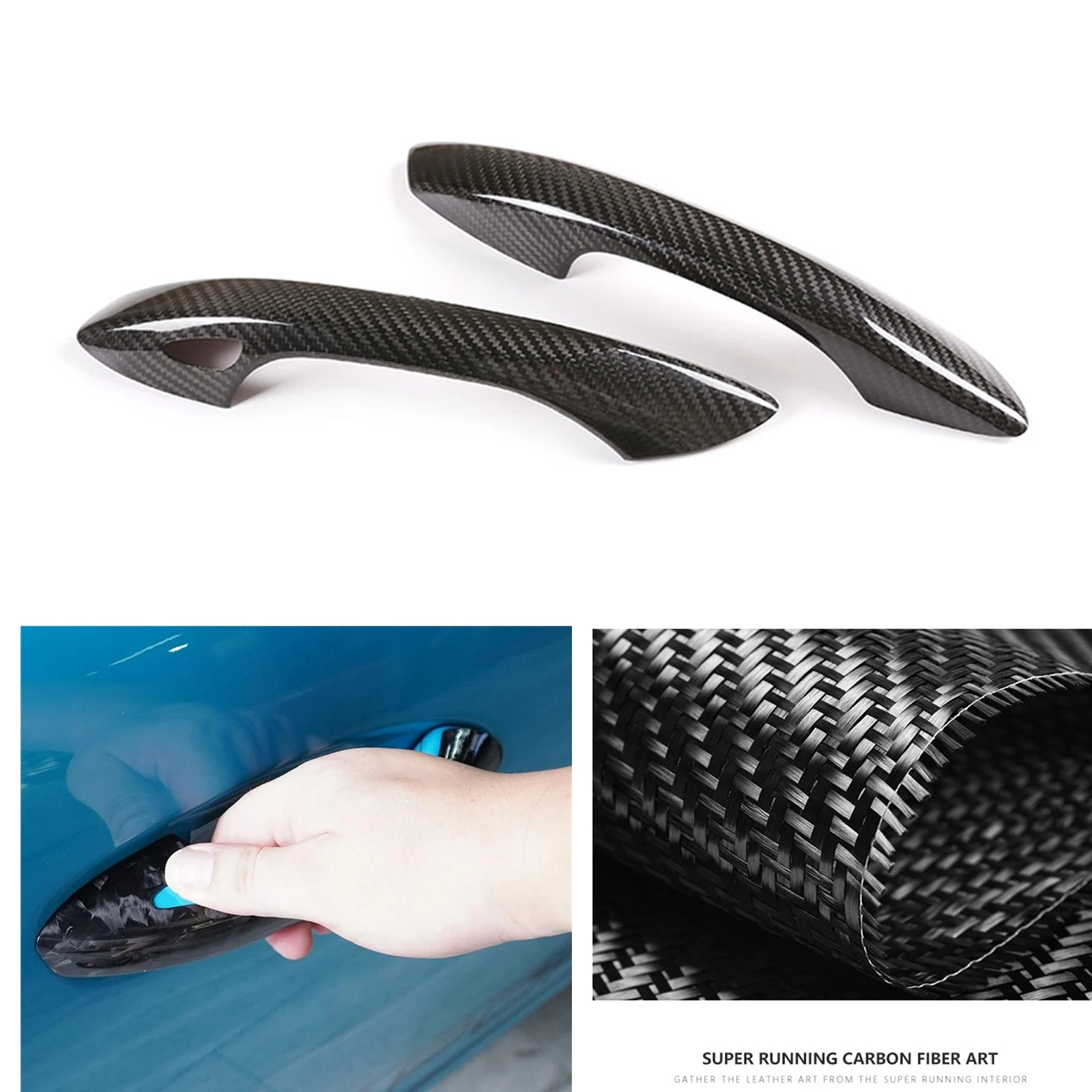 

2PCS Carbon Fiber Exterior Door Handle Doorknob Trim Shell With Sensor Hole For Porsche 718 Boxster Cayman 2016-2020 2 Door