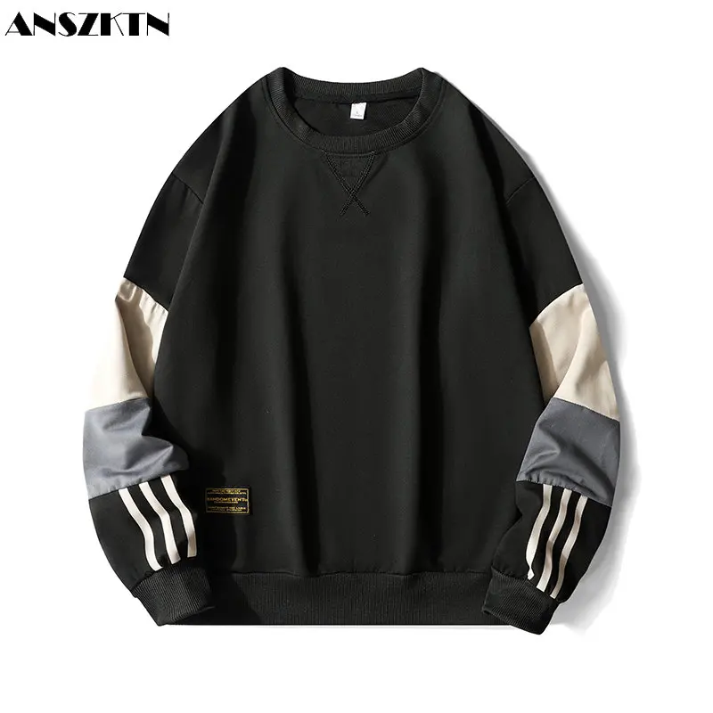 

ANSZKTN New slim men's spring and autumn fashion casual crewneck long-sleeved top hoodie