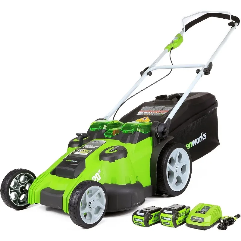 

Greenworks 40V 20" Dual Blade Cordless Push Lawn Mower 75+ Compatible Tools, 4.0Ah + 2.0Ah Battery and Charger Included