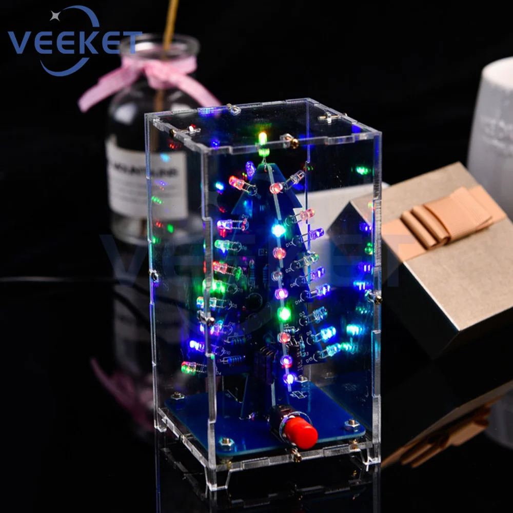 Festive 3D RGB LED Flashing Tree DIY Kit