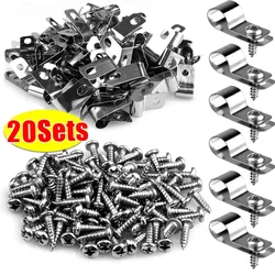 Premium Stainless Steel Cable Clips with Screws - Durable Wire Clamps & Fasteners for Fencing and Livestock Applications (20Set)