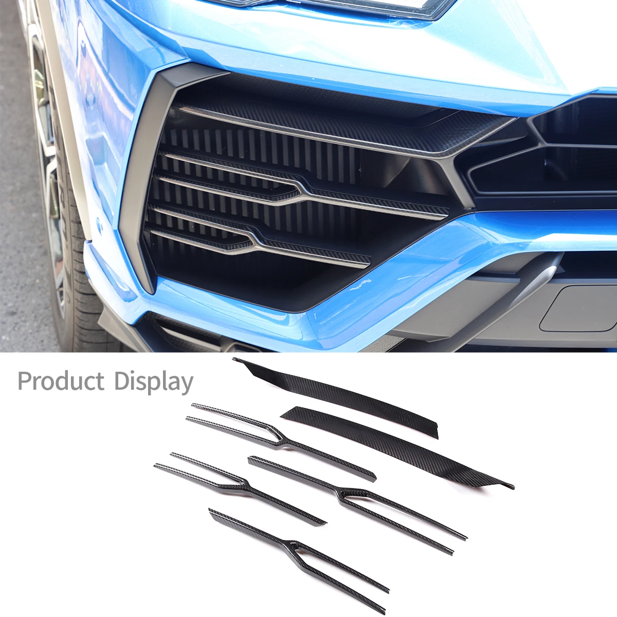 

For Lamborghini URUS 2018-2021 Real Carbon Fiber Car Front Bumper Grille Trim Car Front Fog Light Trim Sticker Accessories
