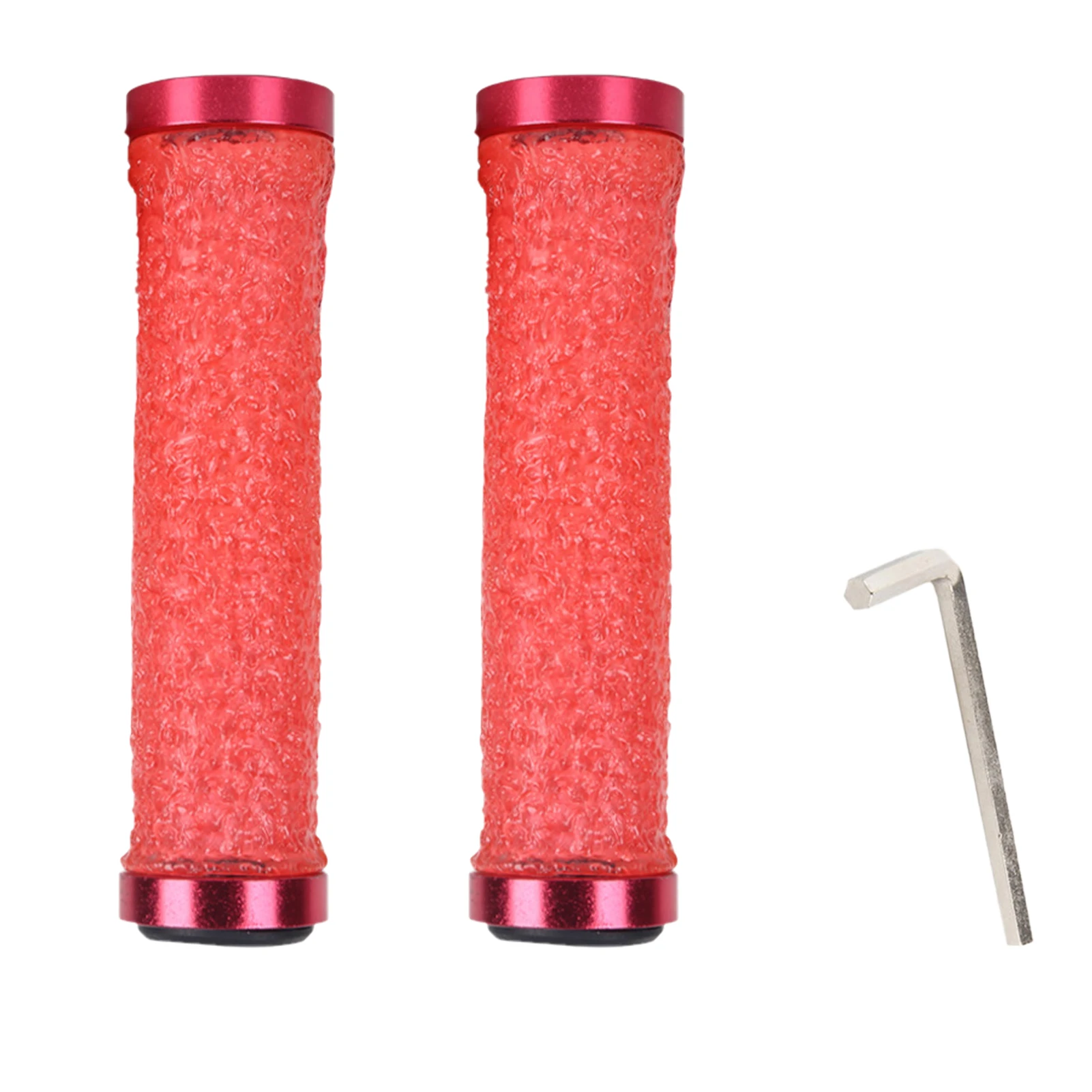 

Anti Slip Bicycle Handlebar Black Red Lock On Replacement Handle Grip Durable Cycling Shock Absorption Ergonomic With Wrench