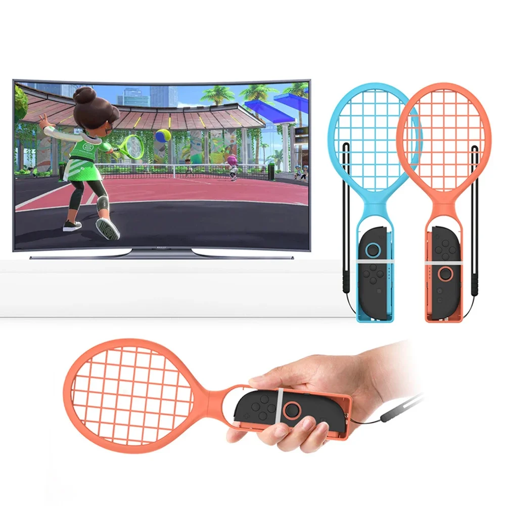 2PCS Tennis Racket for for Nintendo Switch 2/OLED Joy-Con Controller Tennis Racquet Grip with Wrist Strap Sports Accessories Kit