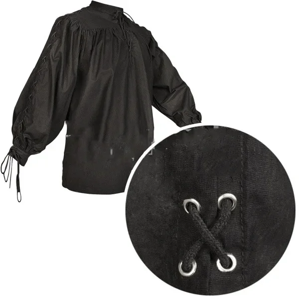 Adult Men Medieval Knight Warrior Costume Green Tunic Clothing Norman Chevalier Braid Viking Pirate Saxon LARP Top Shirt for Men