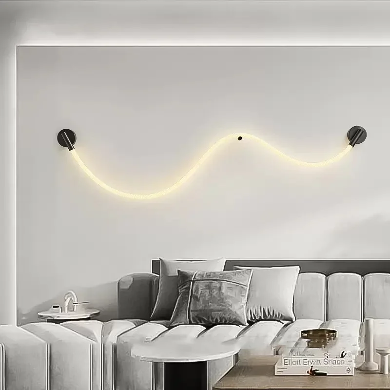 High-end White Silicone 3000K Wall Lights Black Stainless Steel Parlor TV Background Bedroom Dining Room Dropshipping 110-240V 3
