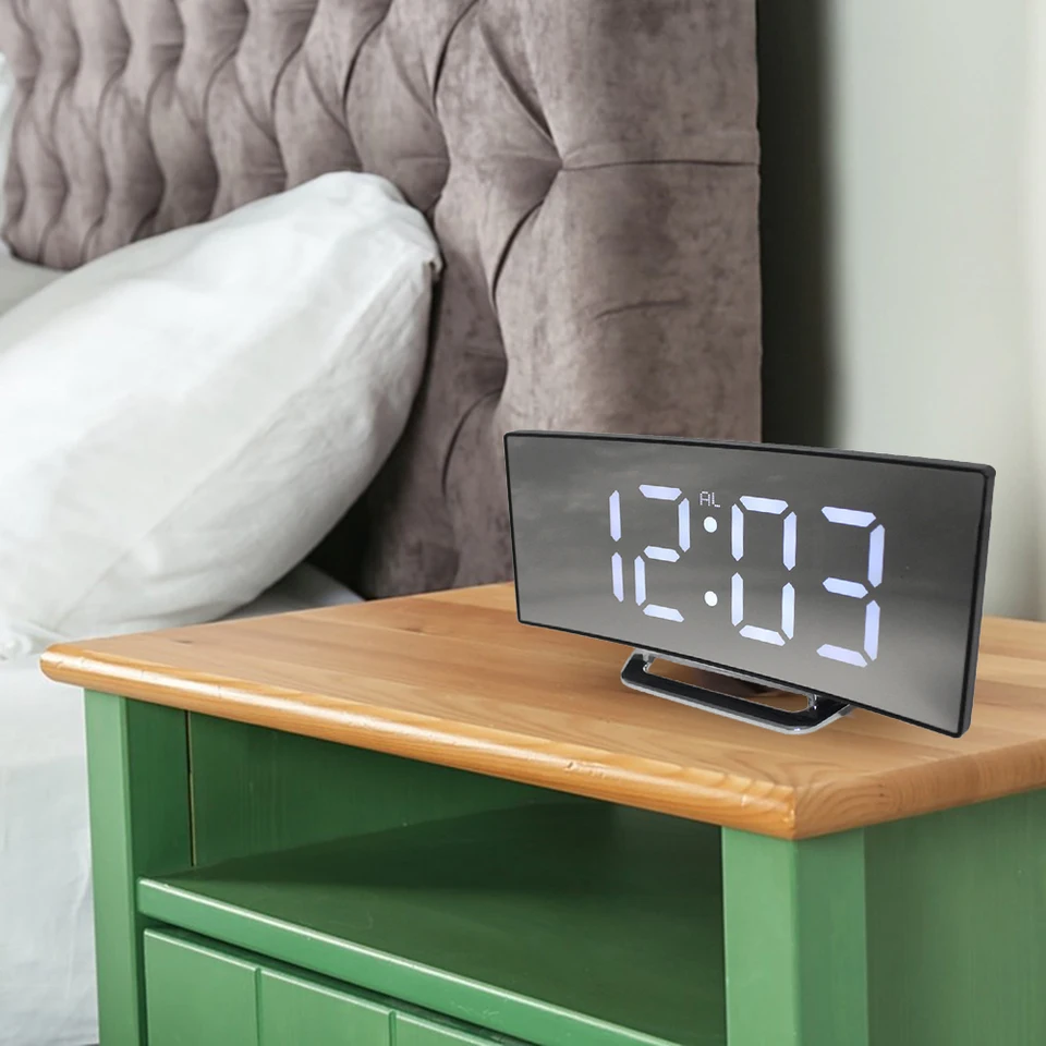 Intelligent Curved USB Charging Silent Alarm Clock