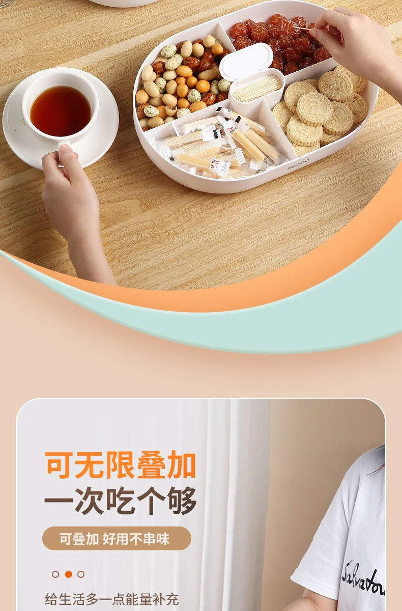 Ecoco Candy Plate Dry Fruit Plate Home Living Room Coffee Table Snack Snack Storage Box Net Red Melon Seeds Refreshment Nut Tray