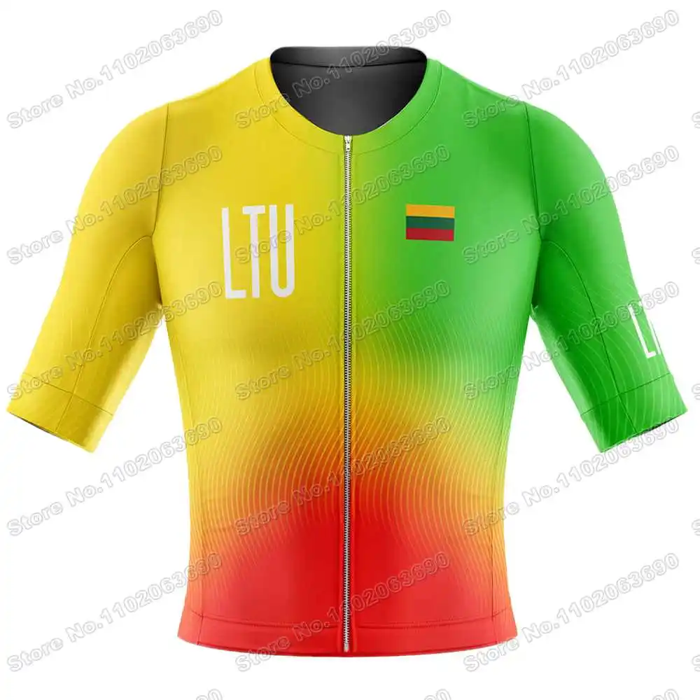 LTU National Team Cycling Jersey Set Lithuania Cycling Clothing Men Road Bike Shirt Suit Bicycle Bib Shorts MTB Uniform