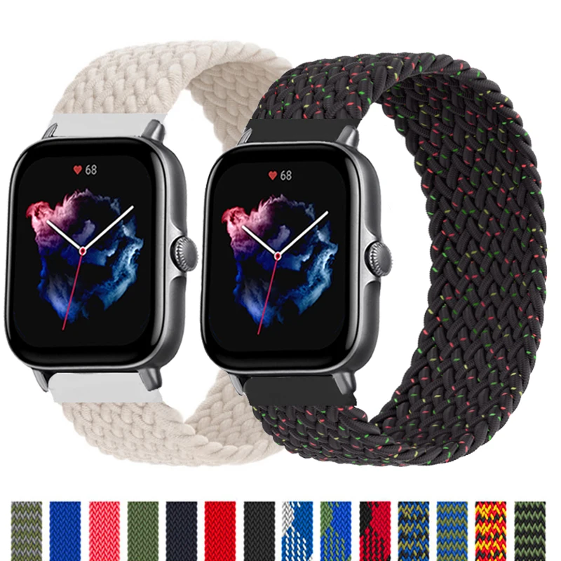 20Mm 22Mm Pleciony Solo Pętli Dla Amazfit Gts/4/2/2E/Gts2 Mini/Gtr/4/3/3 Pro/Gtr2/2E/Stratos 2/3 Bransoletka Zegarek Amazfit Bip Pasek