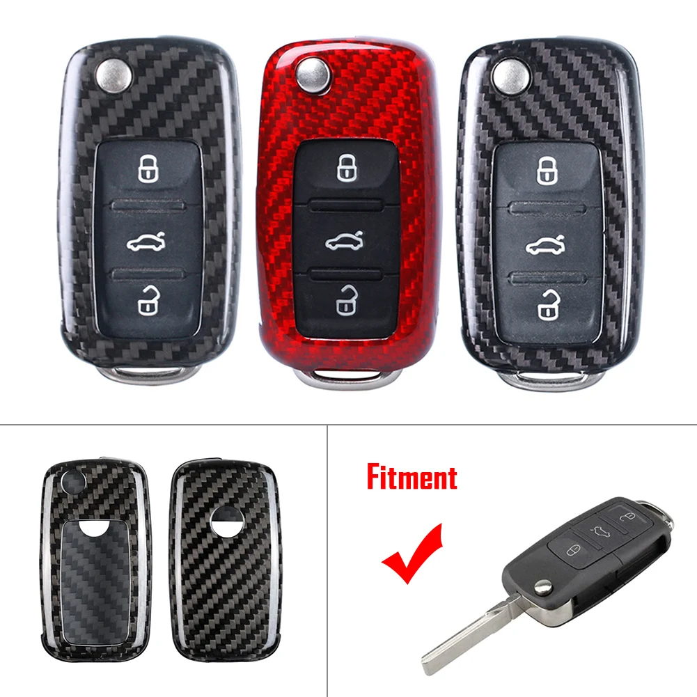 Carbon Fiber Car Remote Key Shell Cover Case Housing Replacement For VW ...