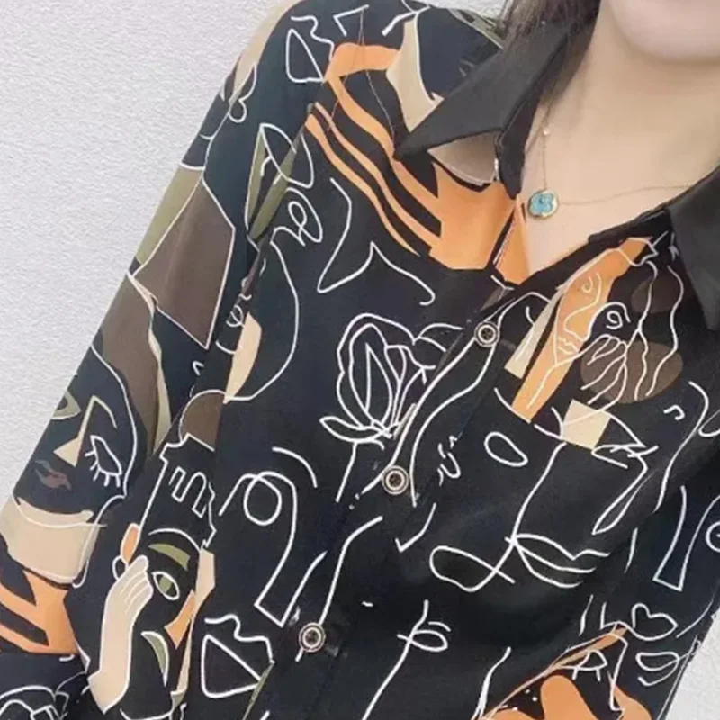 2024 New Summer Oversized High Waist Elegant Fashion Loose Office Lady Women's Shirt Splicing Color Block V Neck LongSleeve tops