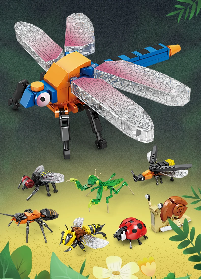 Insect Building Block Assembly Toy, Praying Mantis, Bee, Forest Animal Assembly Model, CHILDREN'S Birthday Gift, Boys and Girls