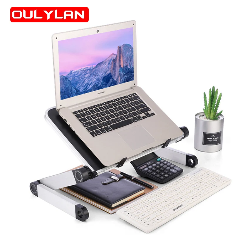Adjustable Laptop Desk Stand Portable Aluminum Ergonomic Lapdesk For Sofa PC Notebook Table Desk Stand With Mouse Pad Punk laptop stand laptop riser stand laptop mount