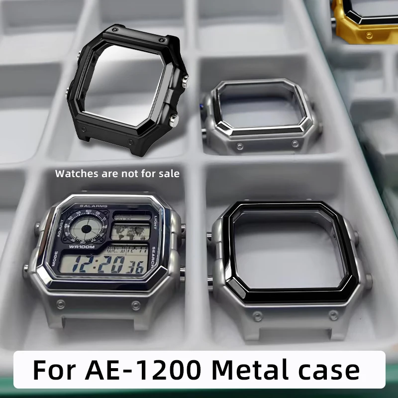 CASIO ワールドタイム AE-1200 メタルケース バンドセット MOD For Casio AE-1200 Watch Stainless steel case mod kit