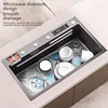 Stainless Steel Kitchen Sink With Cup Washer Embossed large Single Slot Thickened Household Multifunctional Sinks Drain Left 3
