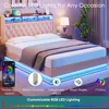 Bed Frame with Storage - Lift Up Bed Frame with Headboard, Upholstered Platform Bed with LED Lights & Charging Station 3